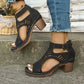 Veelzijdige Hollow Out Mid Heel Open Toe Sandalen