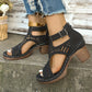 Veelzijdige Hollow Out Mid Heel Open Toe Sandalen