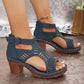 Veelzijdige Hollow Out Mid Heel Open Toe Sandalen