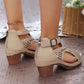 Veelzijdige Hollow Out Mid Heel Open Toe Sandalen