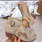 Veelzijdige Hollow Out Mid Heel Open Toe Sandalen