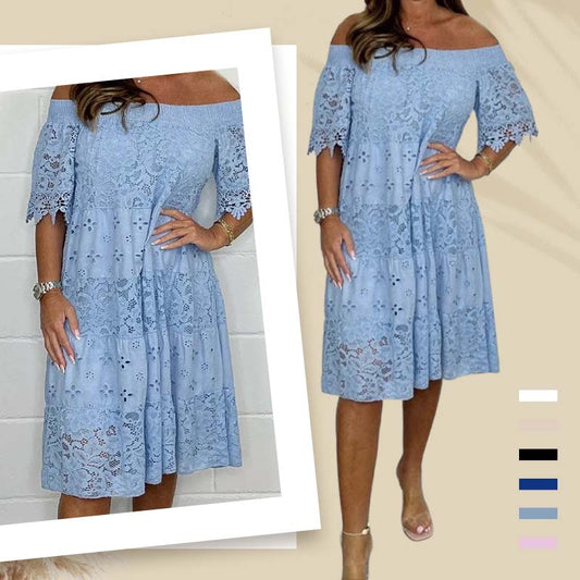 🌸Speciale prijs🌸Kanten holle patchwork strapless jurk voor vrouwen