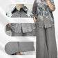 Elegante set van blouse en broek met bloemenprint en wijde pijpen voor dames