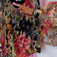 Damesblouse van vintage chiffon met patchwork van bloemen en luipaard