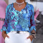 Damesblouse van vintage chiffon met patchwork van bloemen en luipaard