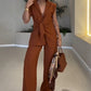 Elegante top met taille & casual broekenset