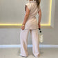 Elegante top met taille & casual broekenset