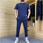 Heren top met korte mouwen en joggingbroek met hoge stretch, set van 2