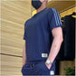 Heren top met korte mouwen en joggingbroek met hoge stretch, set van 2