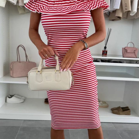 🌸Limited time 50% OFF🌸Legale off-the-shoulder figuurknuffeljurk met plooitjes voor dames