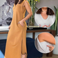 Mouwloze maxi-jurk met V-hals en split voor dames
