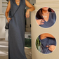 Mouwloze maxi-jurk met V-hals en split voor dames
