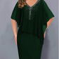 🌸Zomeraanbiedingen 2026💐Capejurk met V-hals en strass-steentjes, met een laagje chiffon eroverheen