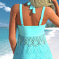 🏖️Hot Sale 50% korting💕 Dames tweedelig badpak: top met V-hals en kanten afwerking + boyshorts