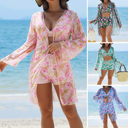 3-delige bikiniset voor dames met cover-up