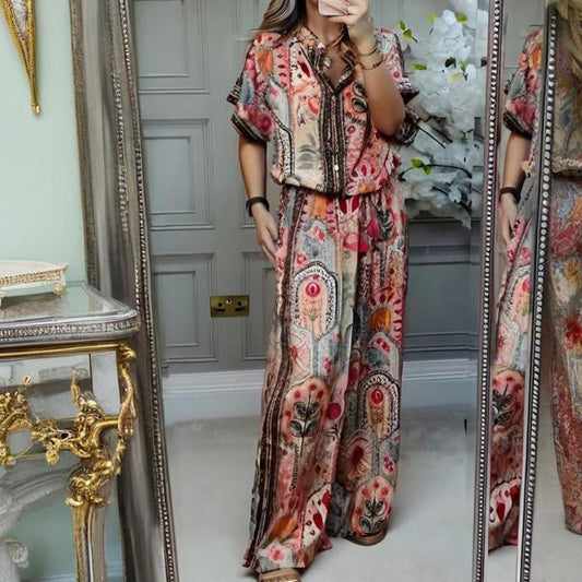 Coole set - print top + chill wijdpijpbroek