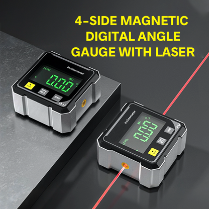 🔥4-side magnetische digitale hoekmeter met laser