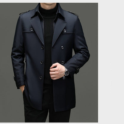 🔥50% korting🔥Halflange trenchcoat voor heren met uitneembare voering