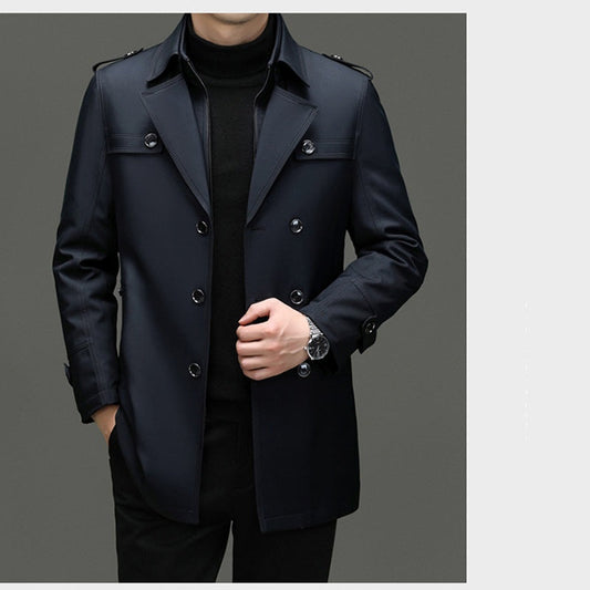 🔥50% korting🔥Halflange trenchcoat voor heren met uitneembare voering