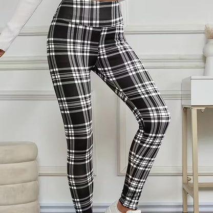 Fleece gevoerde geruite leggings voor dames – zachte, rekbare en stijlvolle winterkleding 🧣