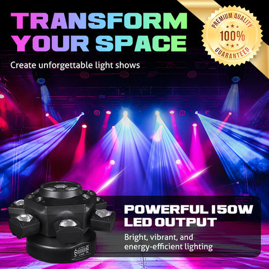 🔈✨ Nu 50% Korting – Beperkte Tijd! ⏰ Multi-Beam LED Sfeerverlichting – 6 Beweegbare Lichten, Geluidsgeactiveerd & Met Afstandsbediening!