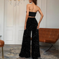 💖 LAATSTE DAG VAN DE UITVERKOOP: 50% KORTING! 💃 Wijde damesbroek met pailletten – elastische taille, glanzend en comfortabel voor feestjes ✨👖📦