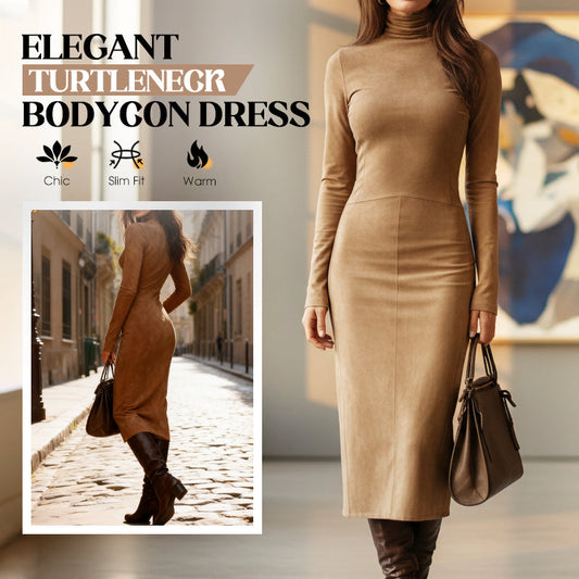 🎁2026 Nieuw binnen 50% KORTING💥Elegante Coltrui Bodycon Jurk met Lange Mouwen