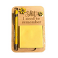 Grappige houten notitiehouder met pen