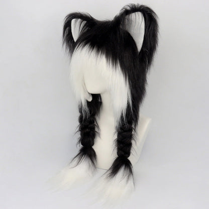 🐶Pluche wintermuts met kattenoren en gevlochten staartjes
