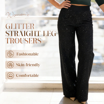 Hoge taille glitter broek met rechte pijpen