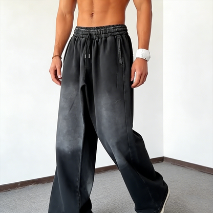 Heren casual broek met wijde pijpen en trekkoord