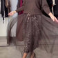Damesmode gebreide top & mesh jurk 2-delige set