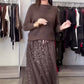 Damesmode gebreide top & mesh jurk 2-delige set