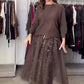 Damesmode gebreide top & mesh jurk 2-delige set