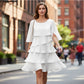 🎁2026 Nieuw binnen 50% KORTING💥Elegante gelaagde jurk met ruchesmouwen voor dames