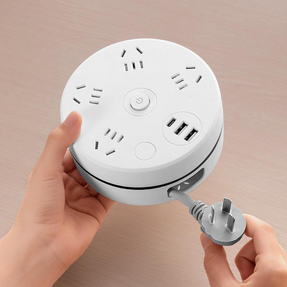 Intrekbare stekkerdoos met haak en USB-poorten