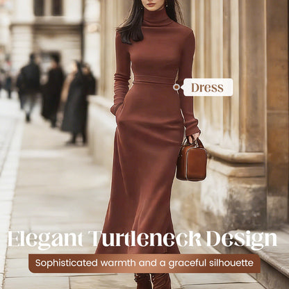 ✨50% KORTING💓Elegante, getailleerde jurk met hoge hals en vetersluiting