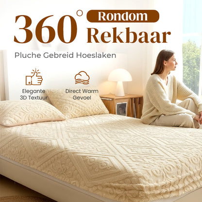 🛏️ 360° Rondom Rekbaar Pluche Gebreid Hoeslaken – Zacht, Perfecte Pasvorm & Blijft Altijd Strak