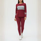 Dames top met ronde hals en kleurblokken & broek, 2-delige set