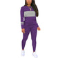 Dames top met ronde hals en kleurblokken & broek, 2-delige set