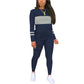 Dames top met ronde hals en kleurblokken & broek, 2-delige set