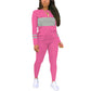 Dames top met ronde hals en kleurblokken & broek, 2-delige set