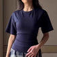 Slim-fit top met korte mouwen en vetersluiting aan de achterkant