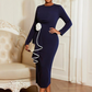 Elegante bodycon-jurk met ronde hals en ruches