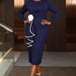Elegante bodycon-jurk met ronde hals en ruches