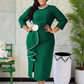 Elegante bodycon-jurk met ronde hals en ruches