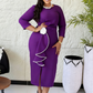 Elegante bodycon-jurk met ronde hals en ruches