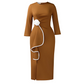 Elegante bodycon-jurk met ronde hals en ruches