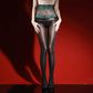 Glanzende panty met geborduurd rozenkant, inclusief cosmeticatas