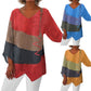 Elegante casual damesblouse met V-hals, lange mouwen en artistiek patroonprint